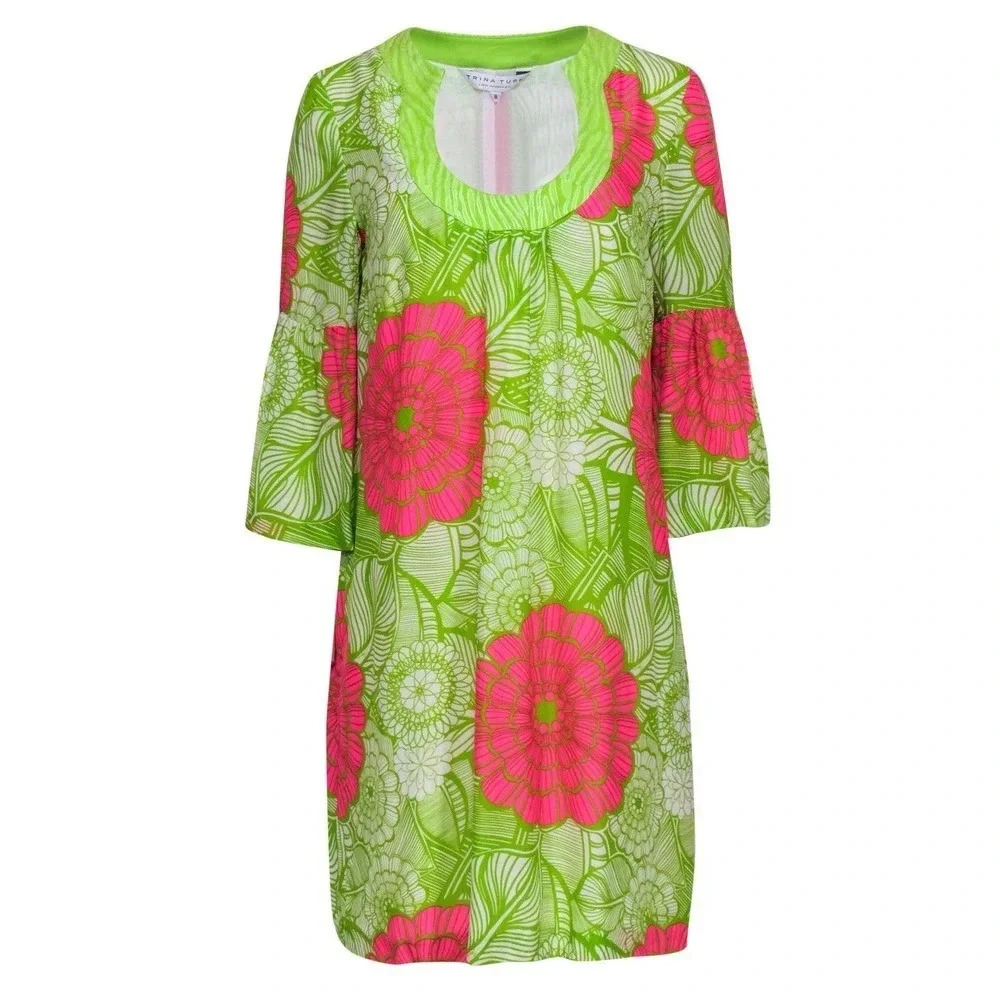 EUC Trina Turk Bonita Floral Shift Dress - Preppy Palm Beach Resort Wear